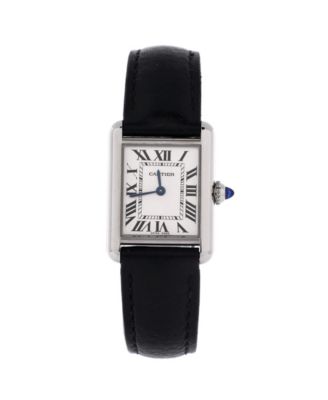 Pre-Owned Cartier Must de Cartier Tank Quartz Watch in Stainless Steel and Leather 22mm - Dial color silver 3620$