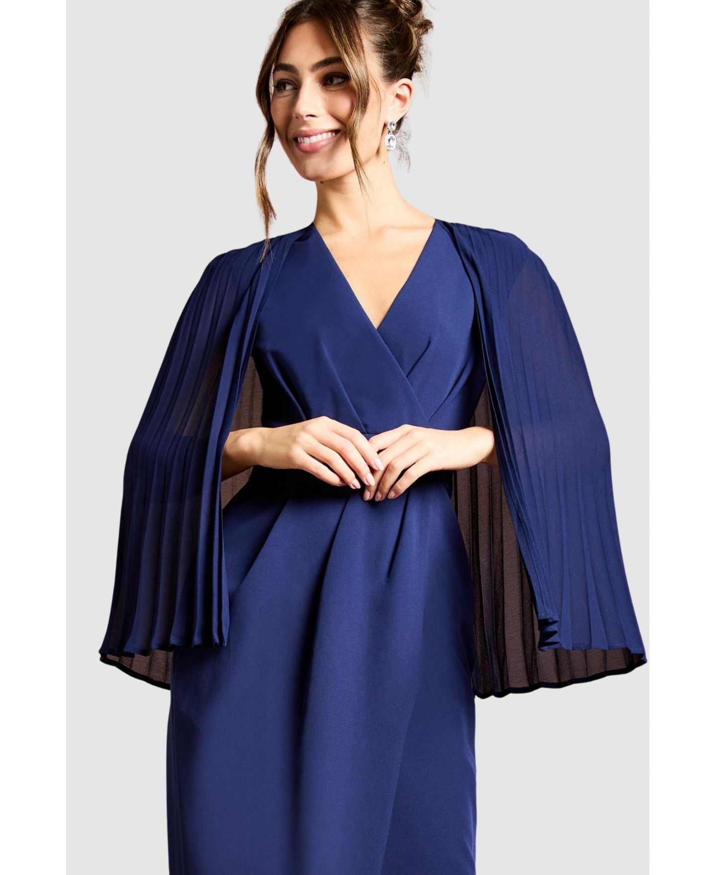 Женское платье Coast Pleated Cape Detail Crepe Pencil, цвет: Тёмно-синий — фото 4
