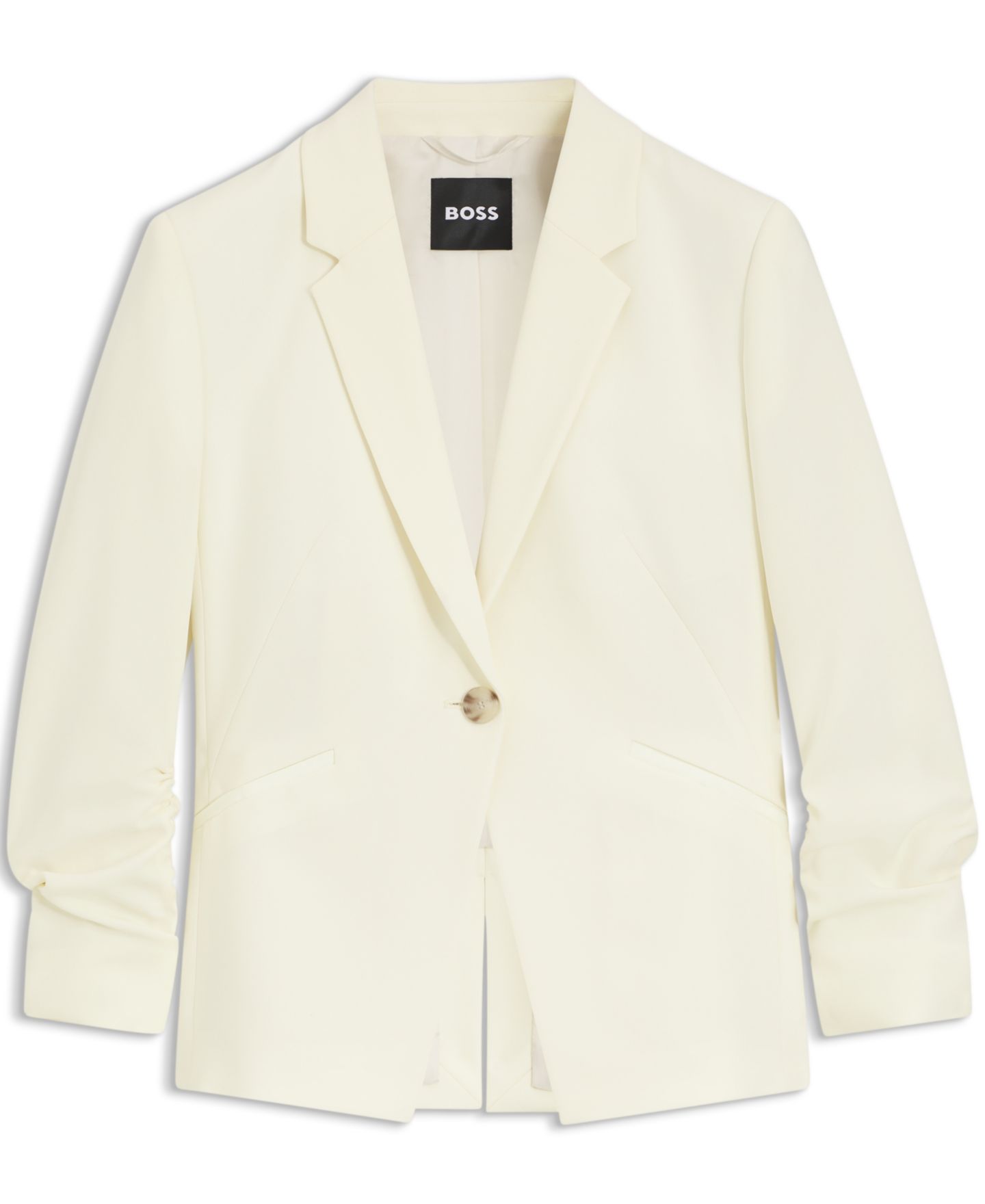 Женский пиджак Hugo Boss BOSS by Japanese Crepe Slim-Fit Blazer, цвет: Бежевый — фото 4