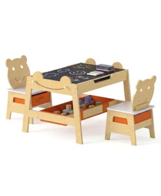 Kids Art Desk Table Set with Reversible Chalkboard
