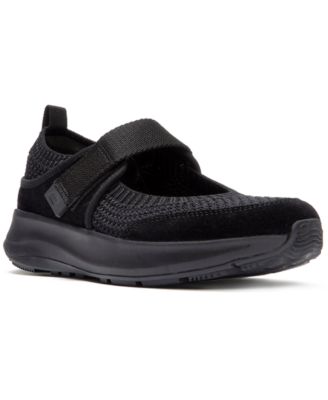 Women's F-Mode Flow Knit Suede Mary Jane Almond Toe Sneakers