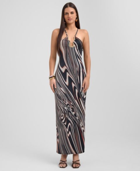 Женское платье RACHEL Rachel Roy Halter Neck Maxi, цвет: Коричневый разноцветный