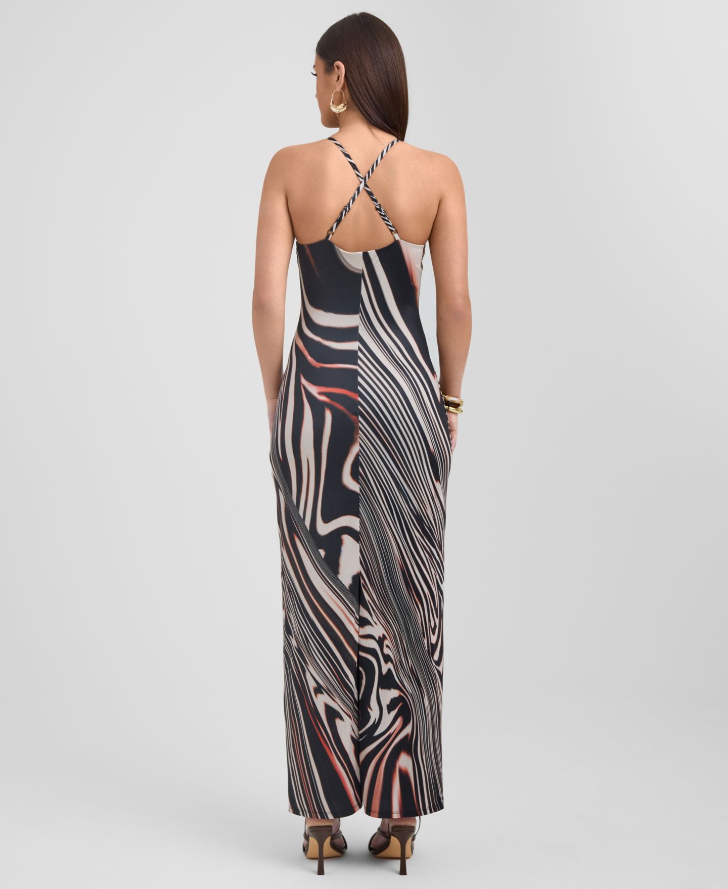 Женское платье RACHEL Rachel Roy Halter Neck Maxi, цвет: Коричневый разноцветный — фото 4
