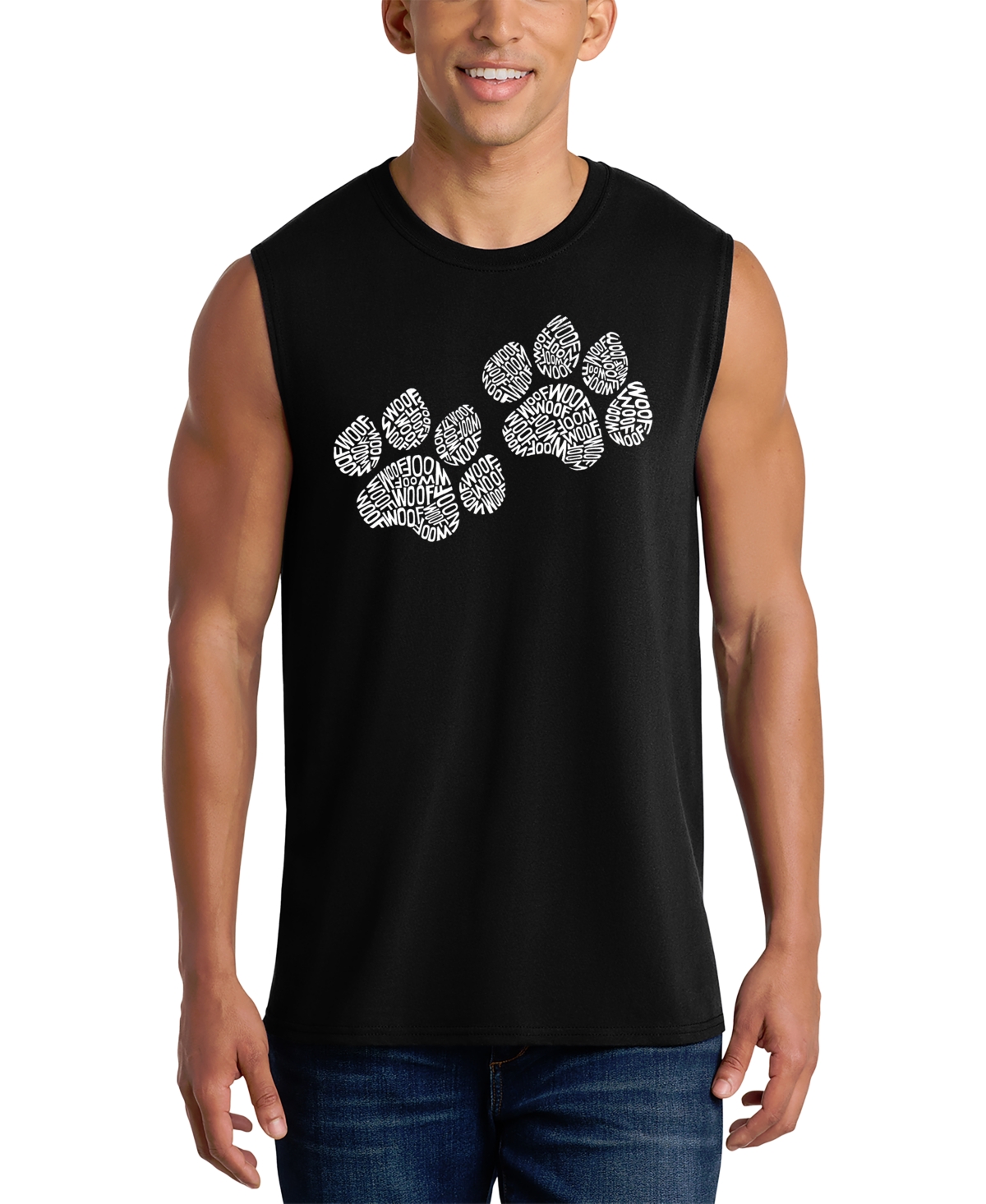 La Pop Art Men's Dog Paw Prints Graphic Tank Top