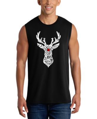 Men's Reindeer Christmas Word Art Graphic Tank Top