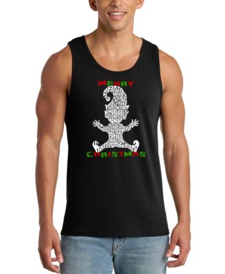 Men's Gingerbread Man Merry Christmas Word Art Graphic Tank Top