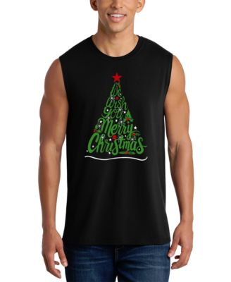 Men's Merry Christmas Tree Script Graphic Tank Top