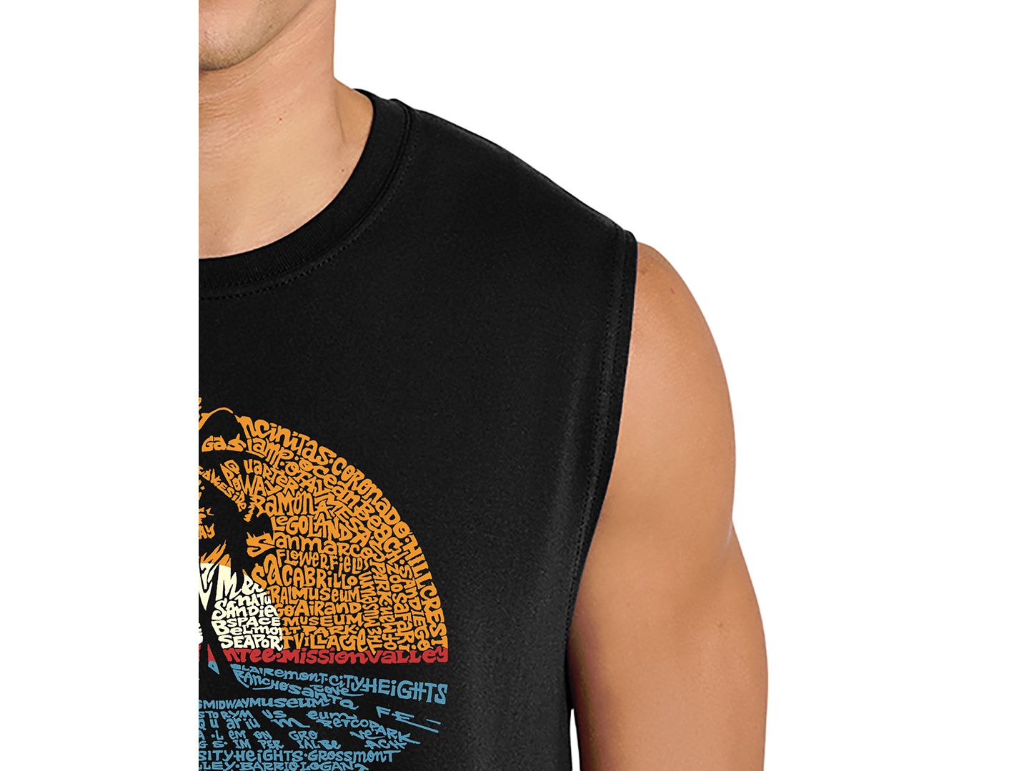 Мужской топ LA Pop Art San Diego California Sunset Palm Tree Graphic, цвет: Чёрный — фото 2