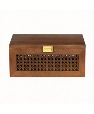 large Rattan Storage Box with Lid for Keepsakes and Accessories