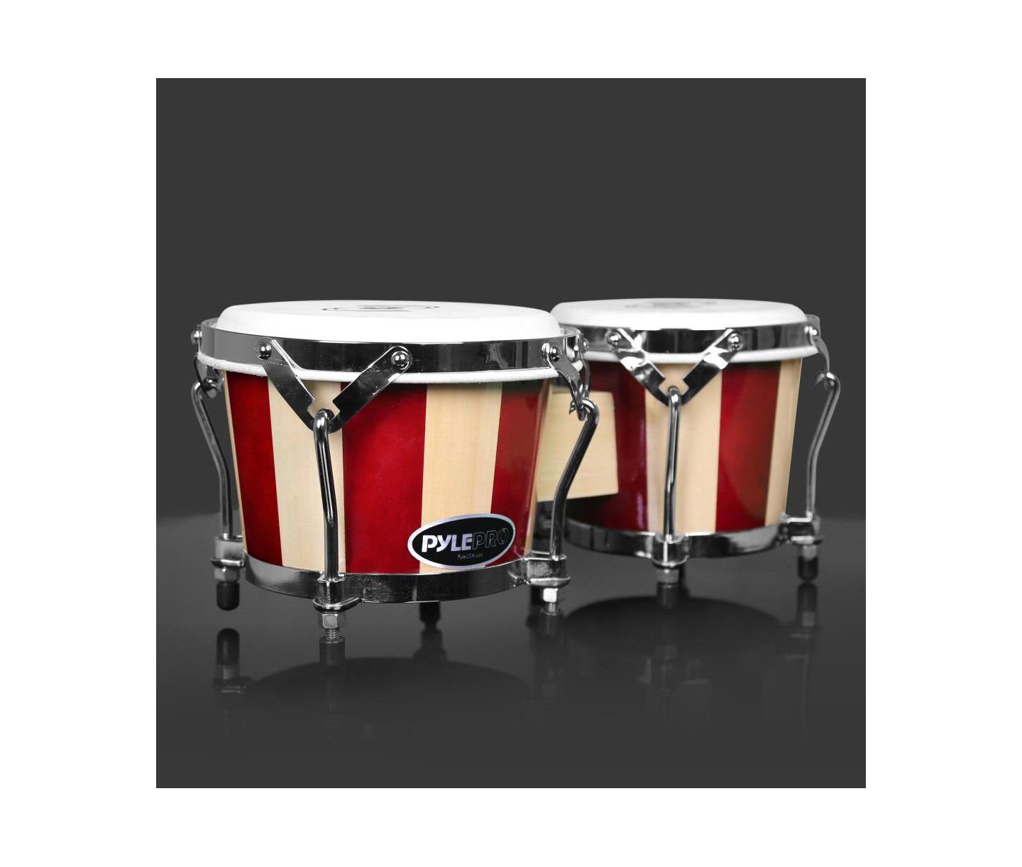 Детские игрушки Pyle Hand-Crafted Wooden 2-Piece Bongo Drums, Ages 3+, цвет: Коричневый — фото 3