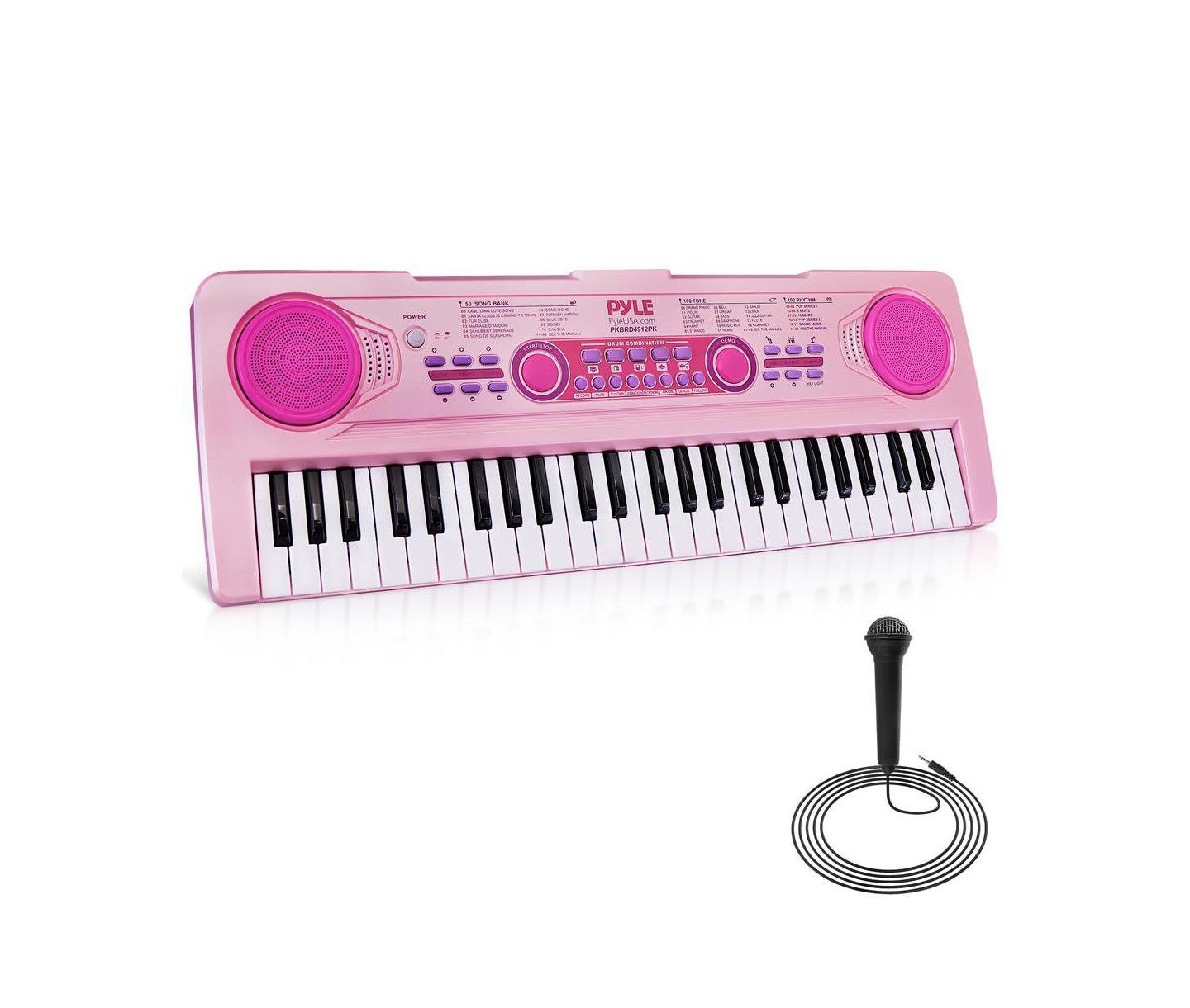 Детские игрушки Pyle Portable Kids Piano Keyboard and Mic Kit, цвет: Розовый — фото 1