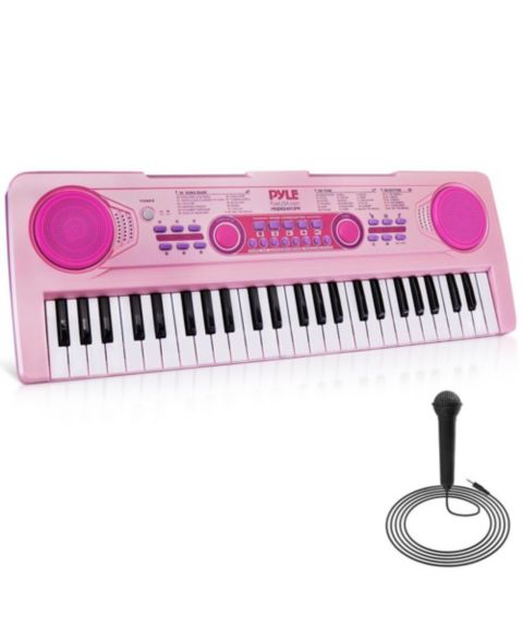 Детские игрушки Pyle Portable Kids Piano Keyboard and Mic Kit, цвет: Розовый