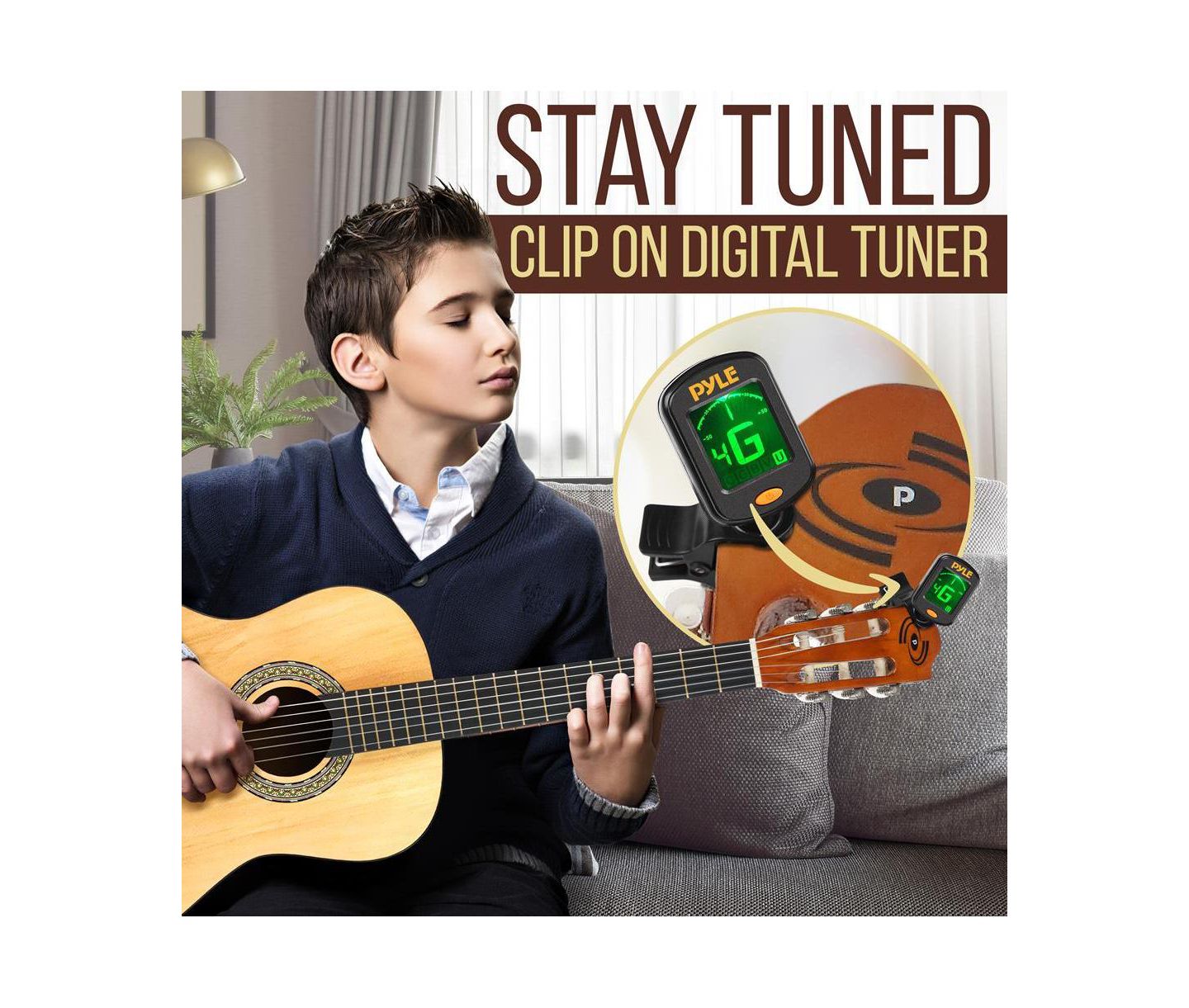 Детские игрушки Pyle 1/2-Size Beginner Acoustic Nylon-String Guitar Kit, Ages 5+, цвет: Светлый коричневый — фото 3