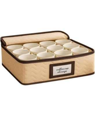 Quilted Microfiber China Organizer Box with Dividers - Protects and Organizes Up to 12 Pieces - Ideal for Seasonal Dishware Protection