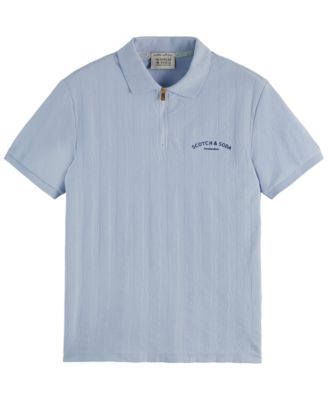 Men's Popcorn Textured Quarter-Zip Short-Sleeve Polo Shirt