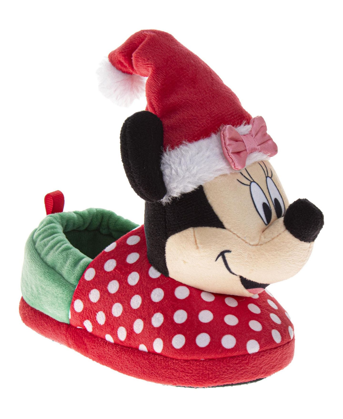 Тапочки Disney Minnie Mouse Christmas Slippers Cozy, Plush, and Festive Santa House Shoes (Toddler Sizes 5-10 / Little Kid Sizes 11-12) для девочек — фото 1