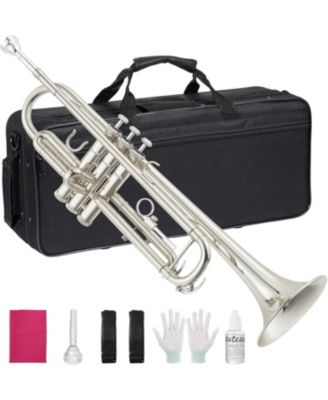 Bb Standard Trumpet Set for Beginners - Brass Student Instrument Mouthpiece Case Cleaning Kit