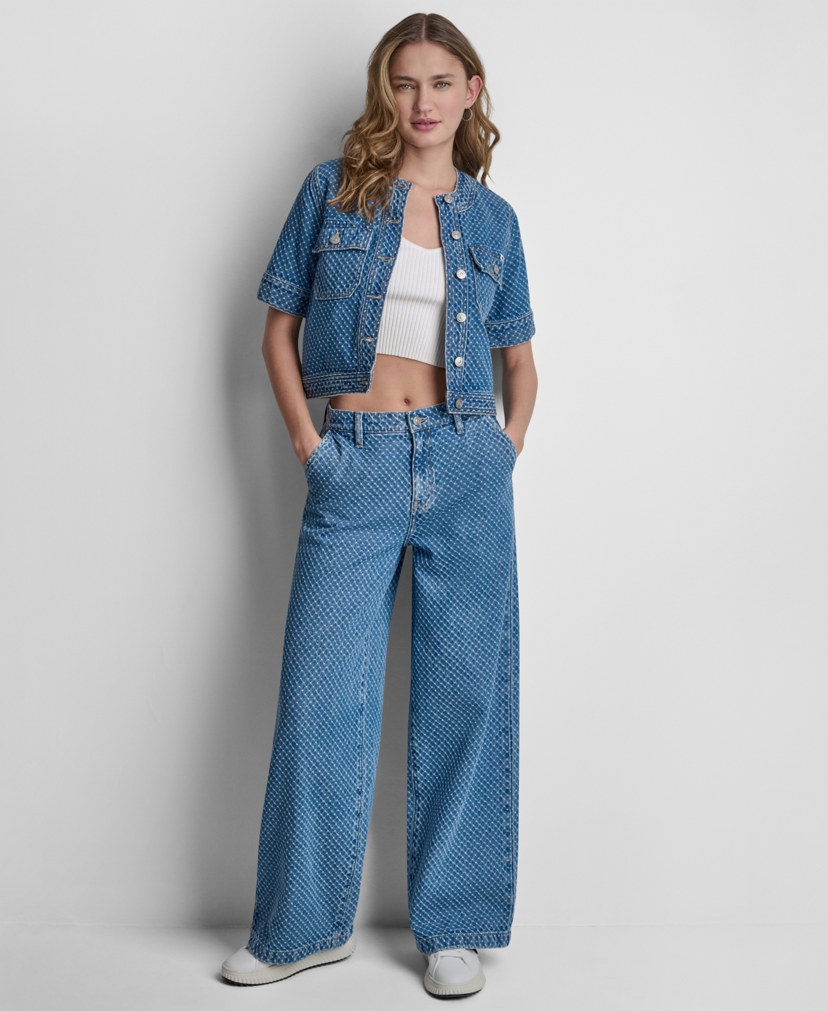 Dkny Jeans Women's Mid-Rise Wide-Leg Boucle