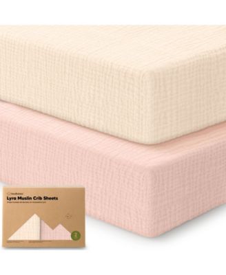 Lyra Muslin Crib Sheets for Boys, Girls, 2pk 52x28 Cotton Baby Crib Mattress Sheets Fitted, Soft, Breathable