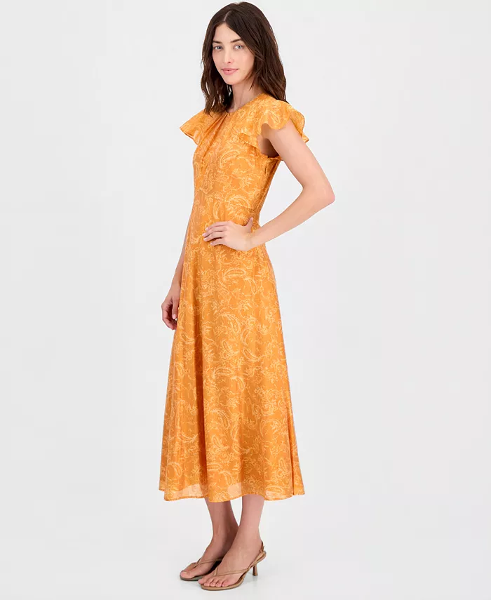 Women's Flutter-Sleeve A-Line Midi Dress - thumbnail 6