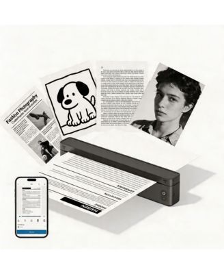 Portable Thermal Printer, Compatible with IOS Android Laptop, Pocket-Sized Mobile Printer for Office Home School