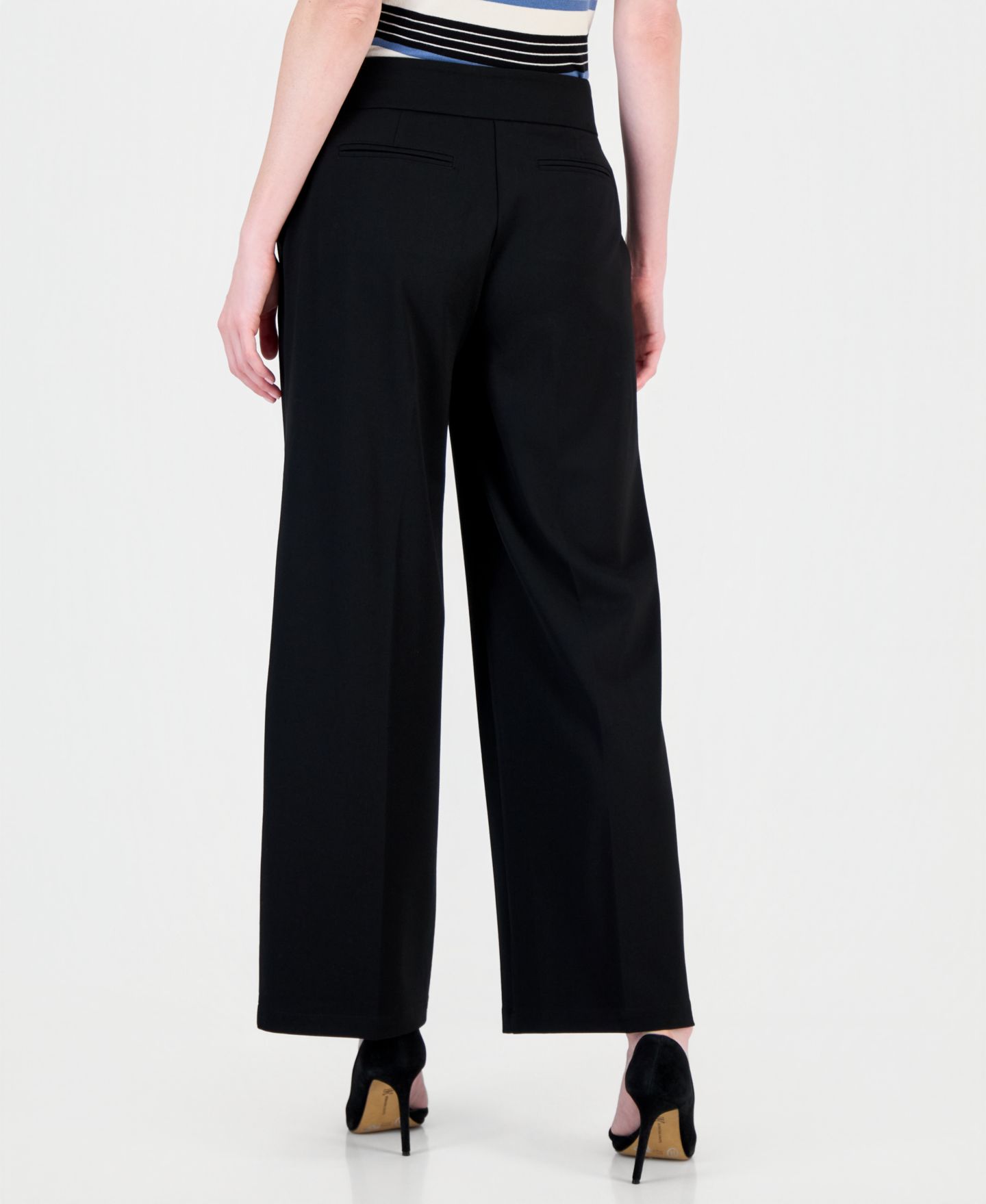 Женские брюки T Tahari Extended Tab Wide Leg, цвет: Чёрный — фото 2