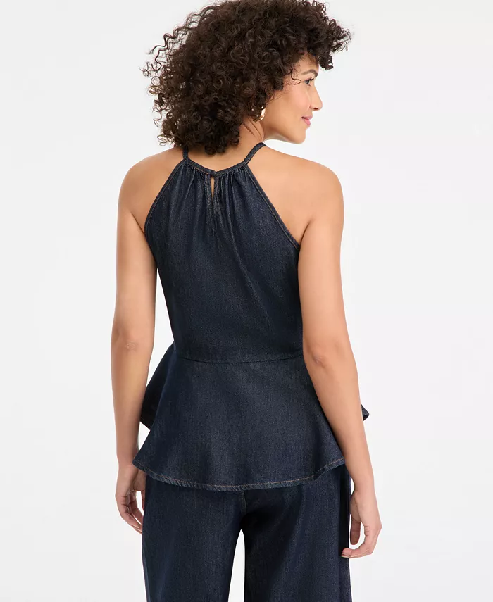 Women's Denim Peplum Halter Top - thumbnail 5