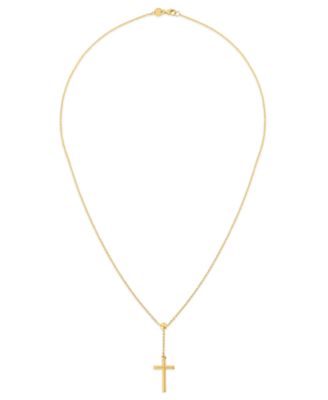 Cross Lariat Pendant Necklace in 10k Yellow Gold