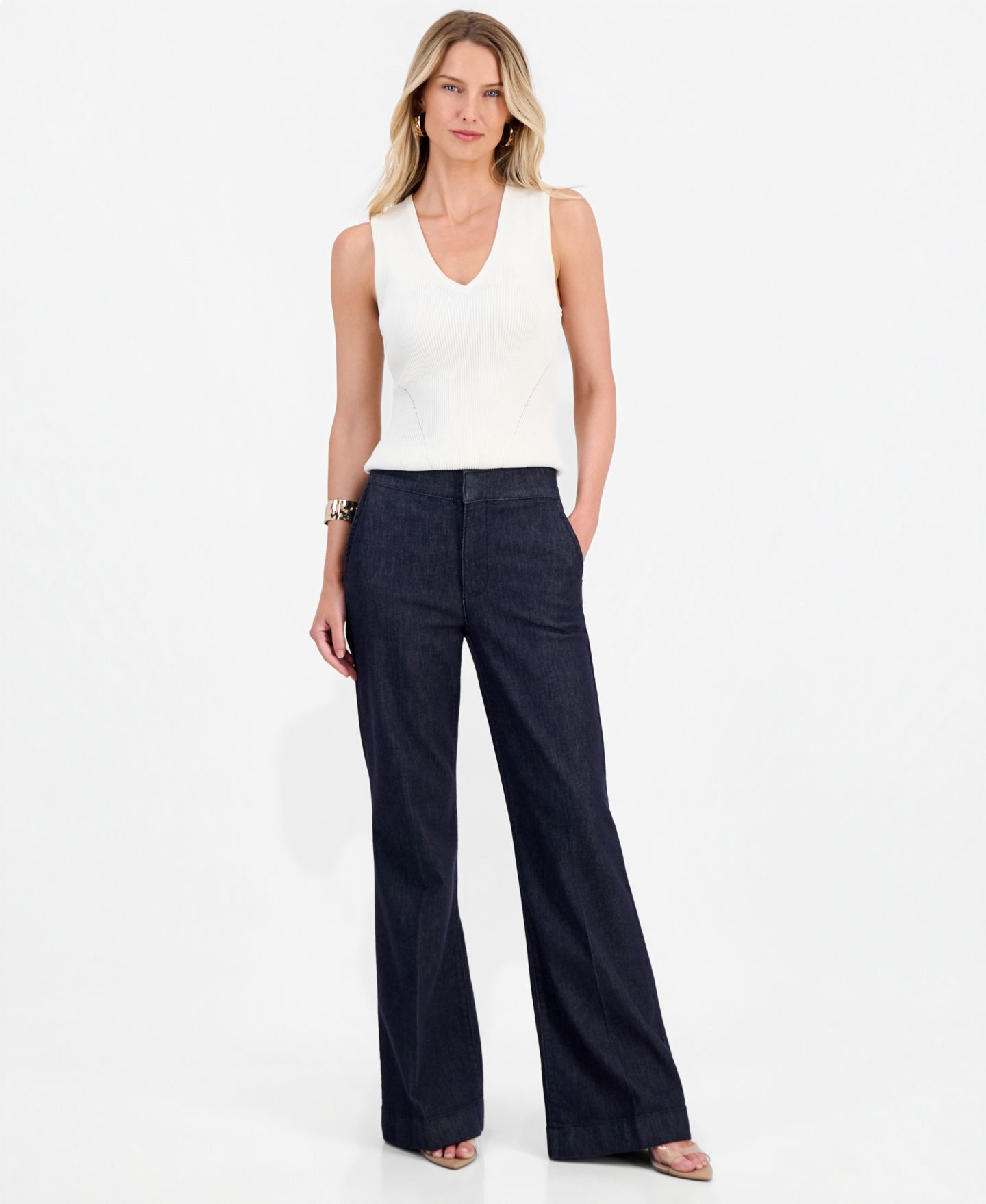 Женские джинсы I.N.C. International Concepts Wide Leg Flare Trouser, цвет: Варёный — фото 3