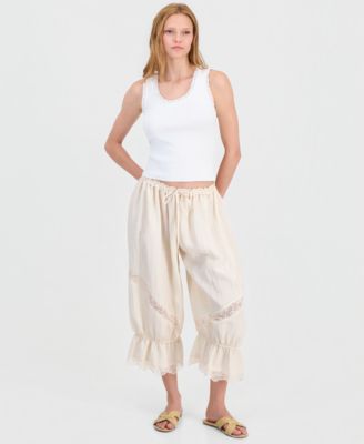 Women's Lace-Trim Balloon Pants
