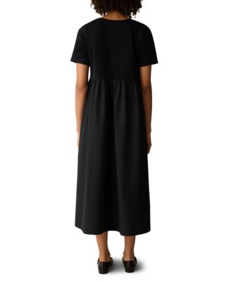 eileen fisher black dress Jewel Pliss Silk Midi EILEEN FISHER and crisp poplin on bottom Women's Eileen Fisher Dresses |