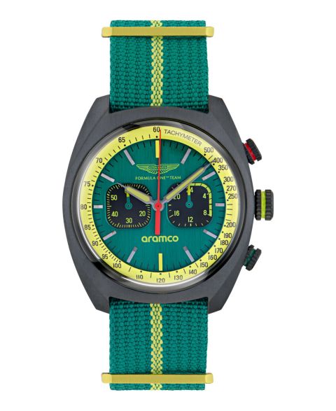 Мужские часы Aston Martin F1 DWF Chronograph Quartz Green Nylon Nato 43mm