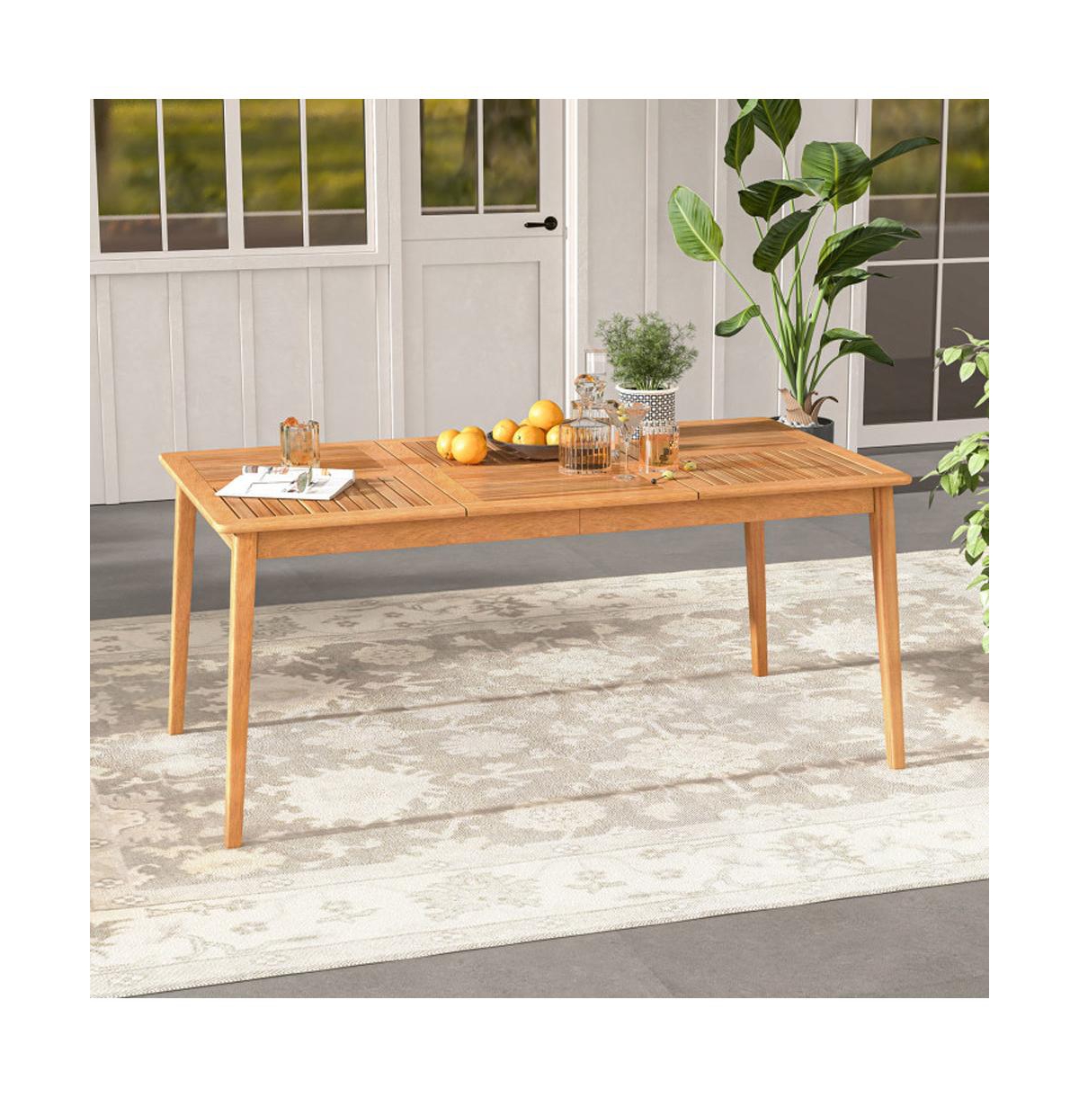 Boyel Living 6-Person Outdoor Acacia Wood Rectangular Bistro Dining Table