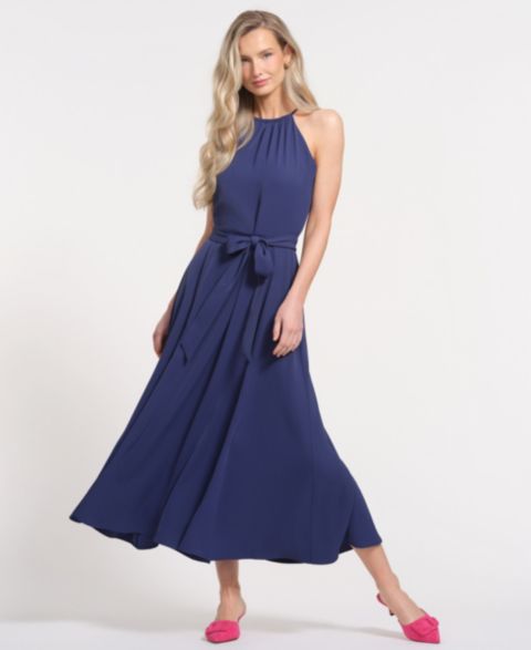 Женское платье Isaac Mizrahi Sleeveless Halter Neck Maxi, цвет: Тёмно-синий