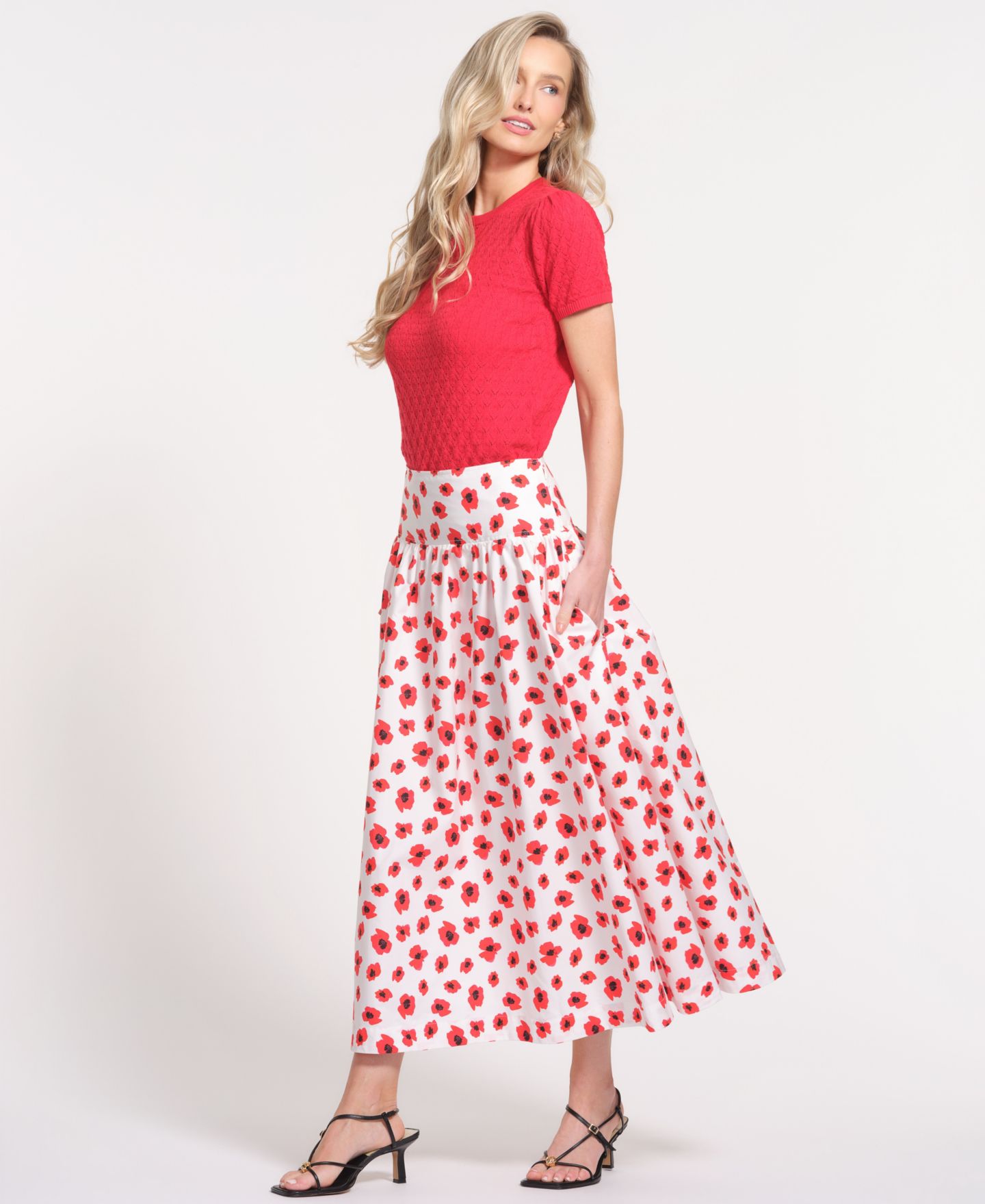Женская юбка Isaac Mizrahi Floral Printed Maxi, цвет: Маковый — фото 2