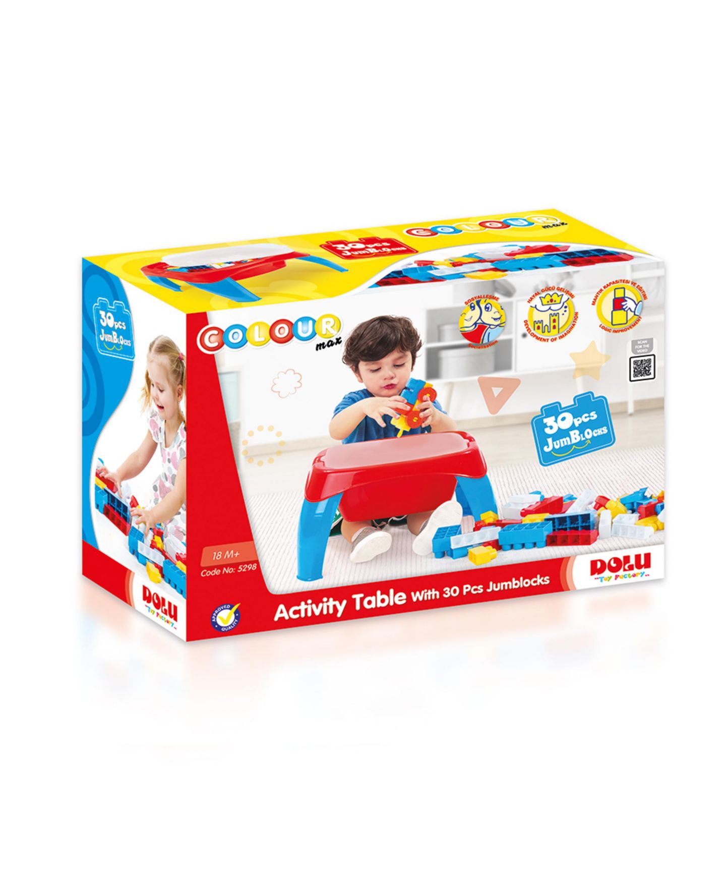 Детский конструктор Dolu Activity Play Table 30-Piece Building Set, Ages 12 Months+ — фото 2