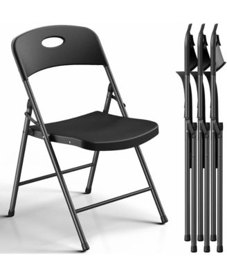 4 Pieces Folding Plastic Chairs  Waterproof, Stackable and Easy Clean for Parties and Events