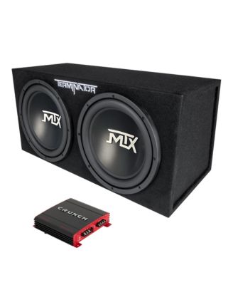2 Channel Car Audio Amplifier and MTX 12 Inches Dual Loaded Subwoofer Enclosure