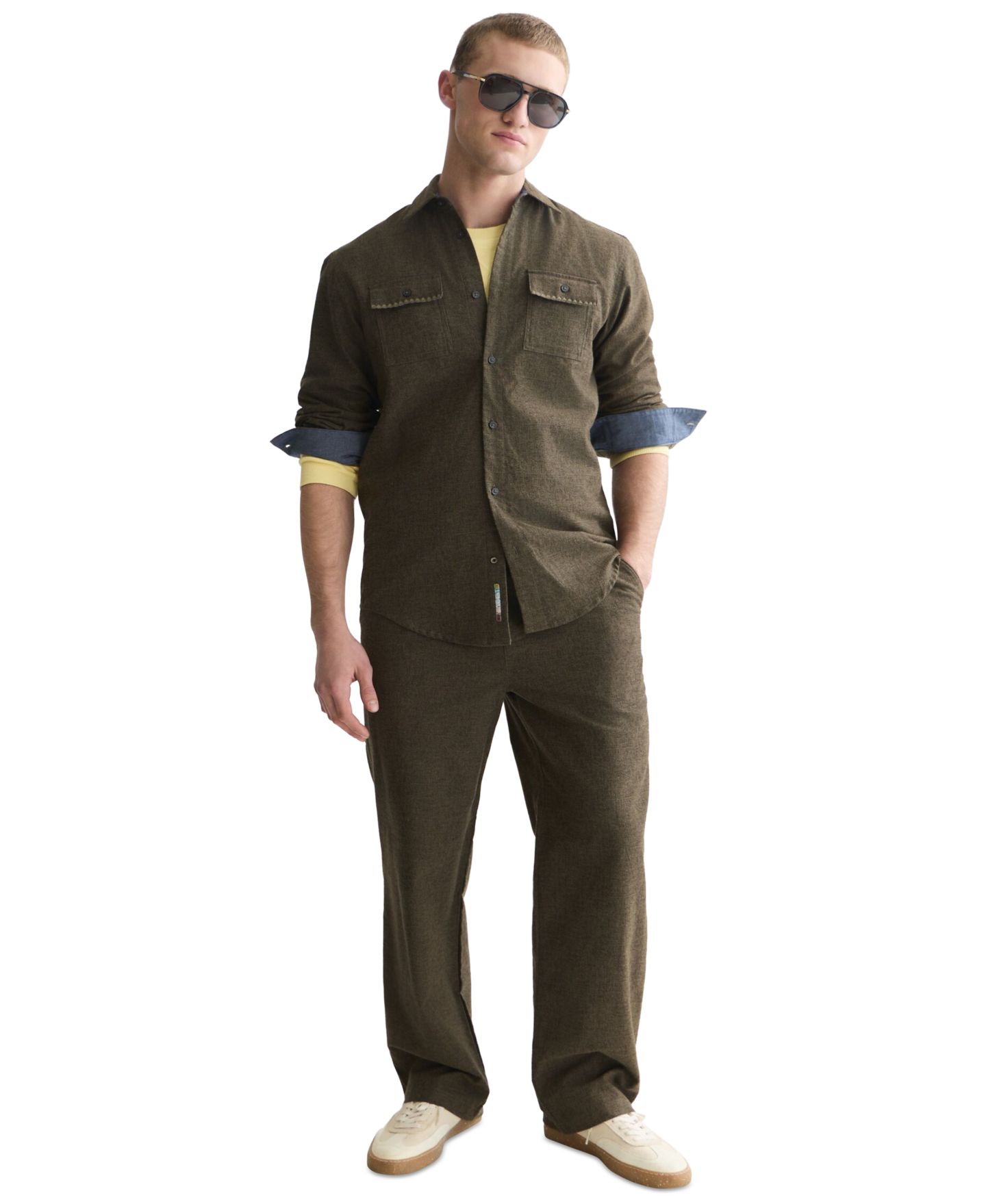 Мужские брюки SCOTCH & SODA Otis Melange Relaxed-Fit, цвет: Тёмно-зелёный меланжевый — фото 2