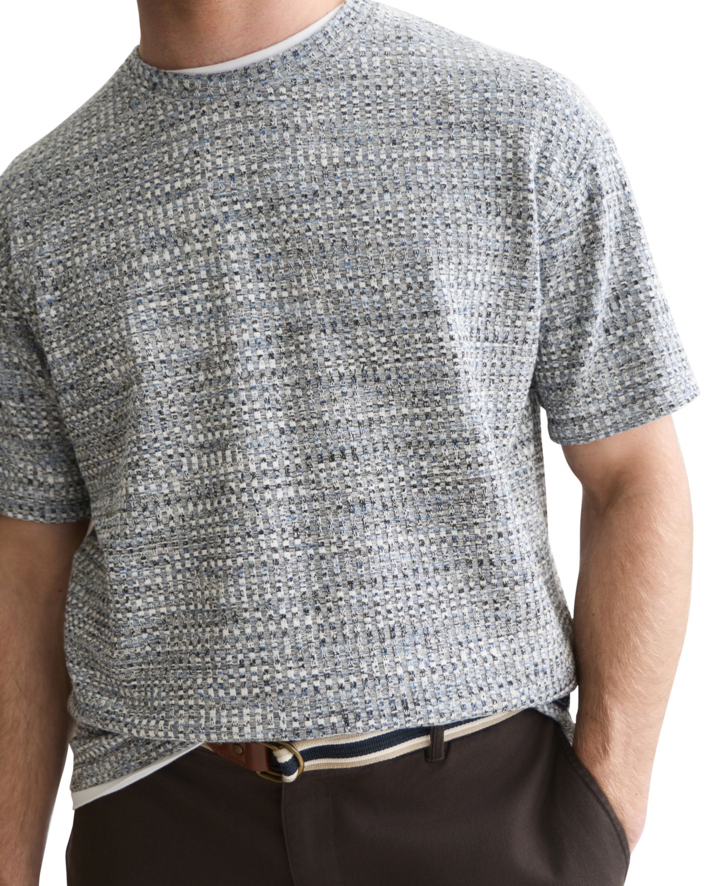 Мужская футболка SCOTCH & SODA Jacquard Regular-Fit, цвет: Тёмный синий меланжевый — фото 3