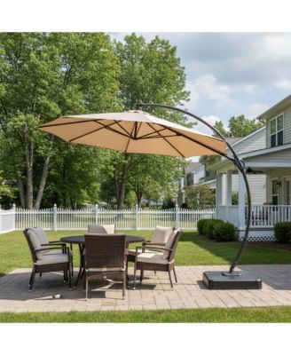 11Feet Cantilever Patio Umbrella with LED Strip - Adjustable Arm, UV Protection, Wind-Resistant for Outdoor Use