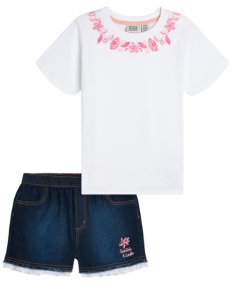 Toddler Girls' 2T-4T Short-Sleeve T-Shirt and Shorts, 2-Piece Set