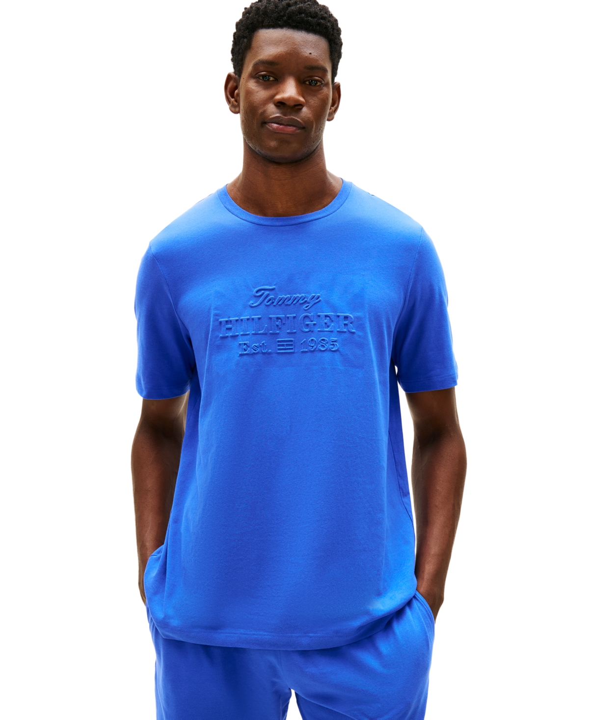 Tommy Hilfiger Men's Cotton Crewneck Pajama T-Shirt - DAZZLING BLUE