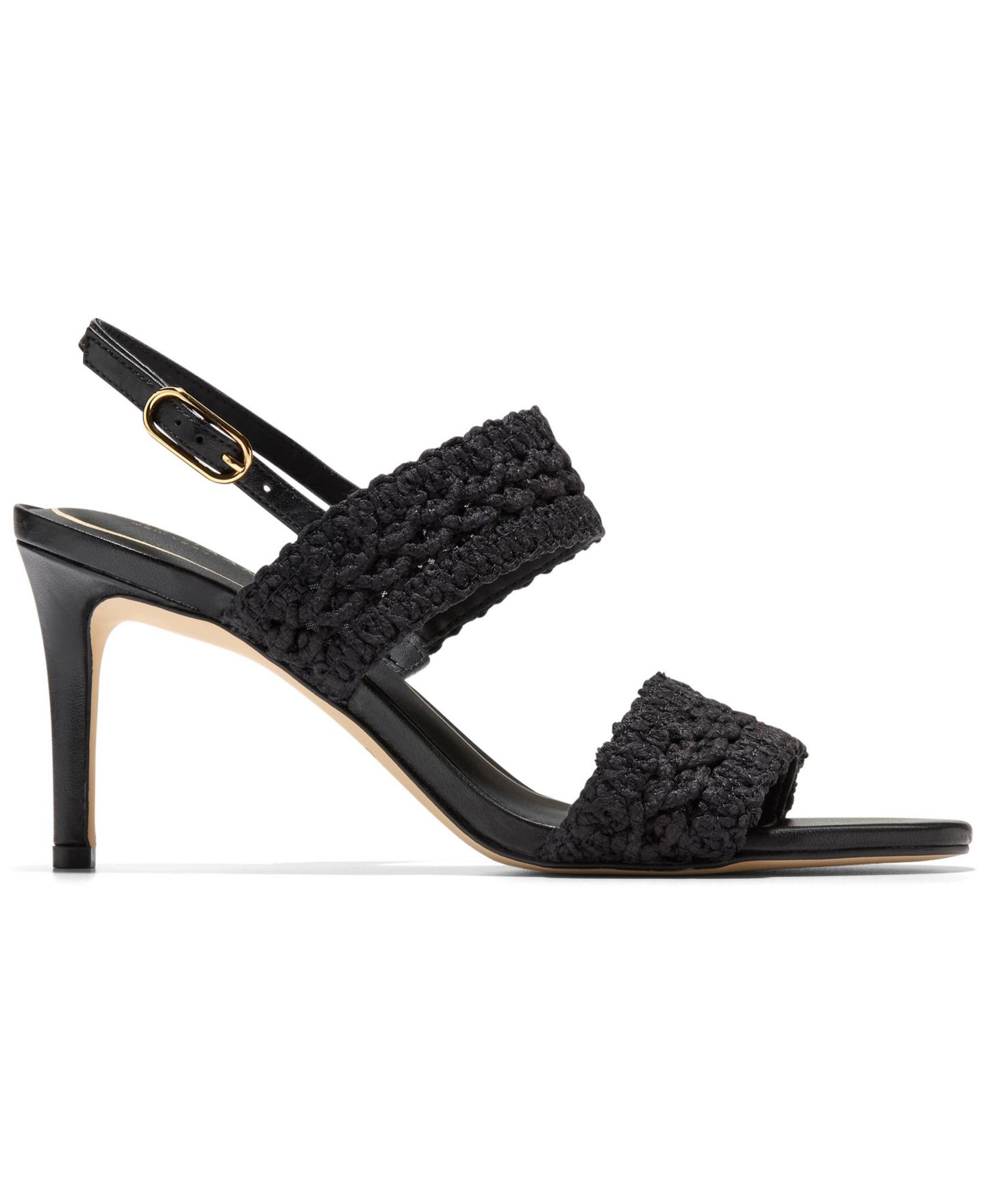 Женские сандалии Cole Haan Harlan Woven Double Band Dress Sandals, цвет: Чёрный / Кожаный — фото 2