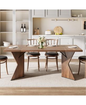 gaomon 71 Inch Rectangular Dining Table for 6, Rustic Farmhouse Tall ...