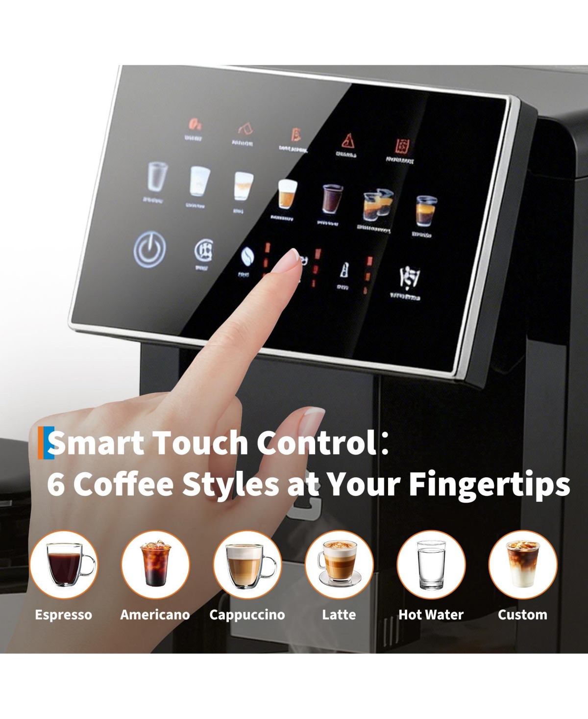 gaomon Automatic Coffee Machine with Built-in Grinder and Milk Frother, One-Touch Operation