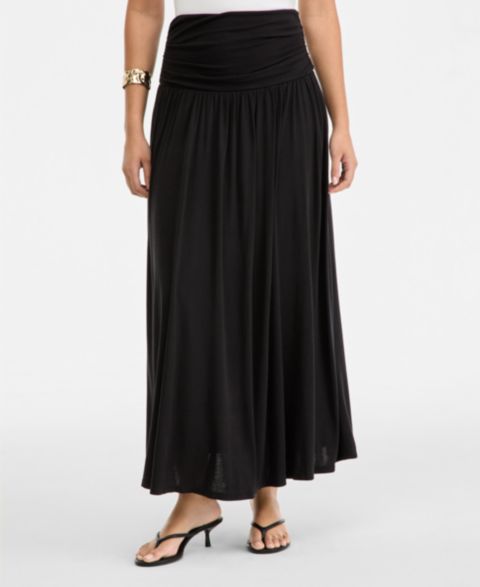 Женская юбка I.N.C. International Concepts Ruched-Waist Maxi, цвет: Глубокий чёрный