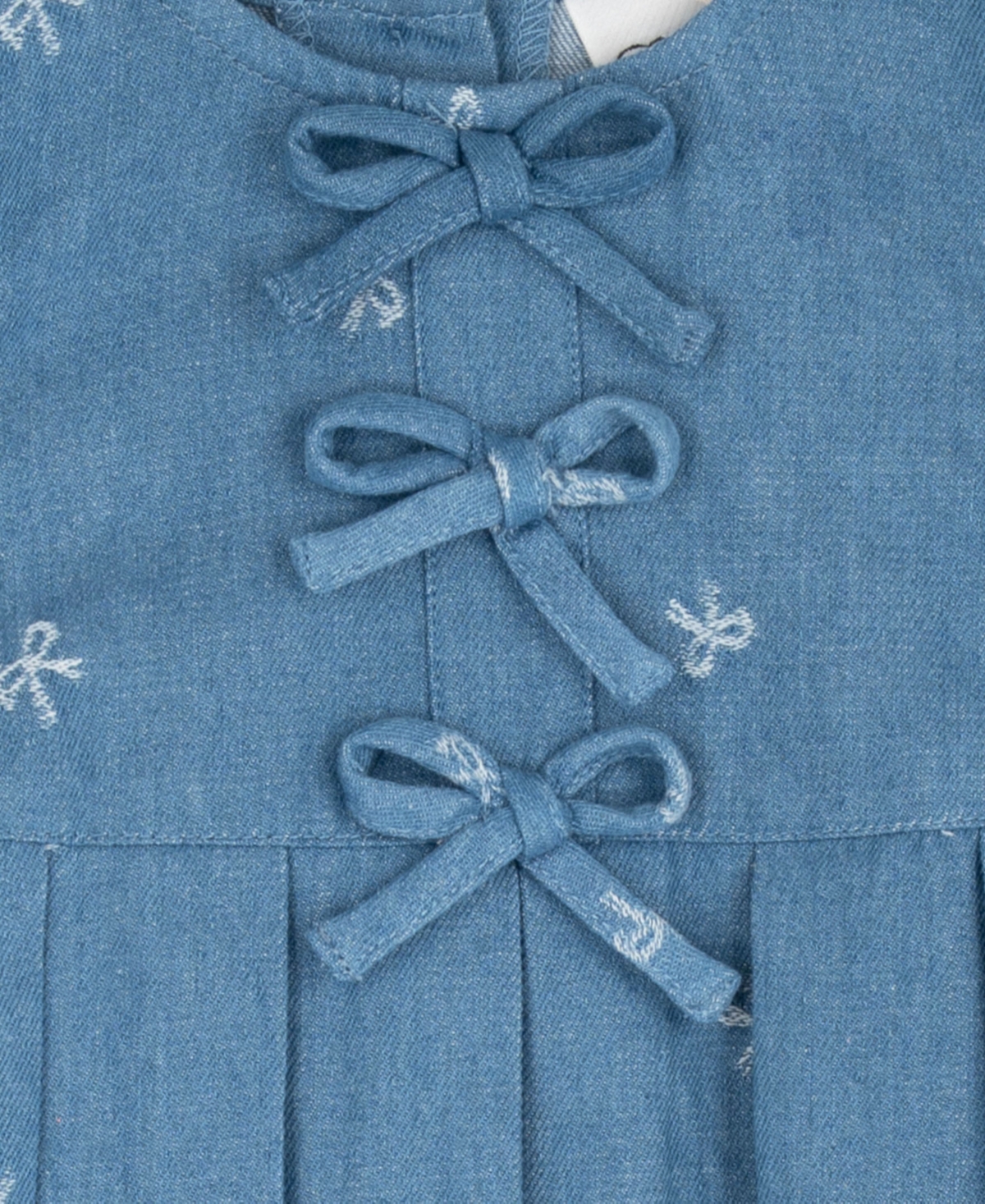 Rare Editions Baby Girls' Printed Bow Denim Dress with Diaper, 2-Piece Set