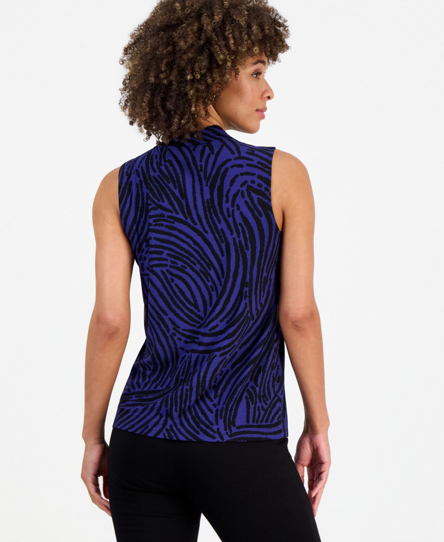 Women's Printed V-Neck Sleeveless Blouse
