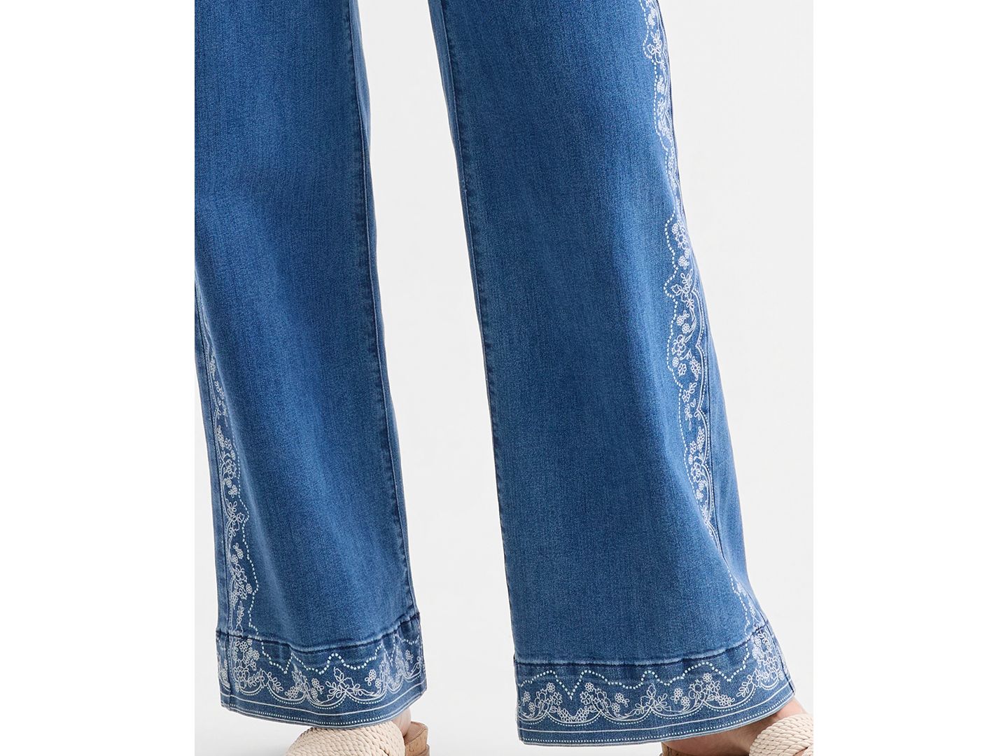 Женские джинсы Style & Co Printed High-Rise Five-Pocket Wide-Leg, цвет: Варёный — фото 7